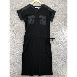 Chicos Dress Womens 0 US 4 Black Easywear Shirt Knee Blouson Short Sleeve Knit